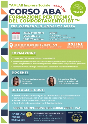 Corso ABA per Tecnico del comportamento IBT®  - 3ed.