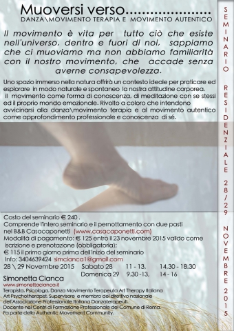 Muoversi verso...Danza\Movimento Terapia e Movimento Autentico