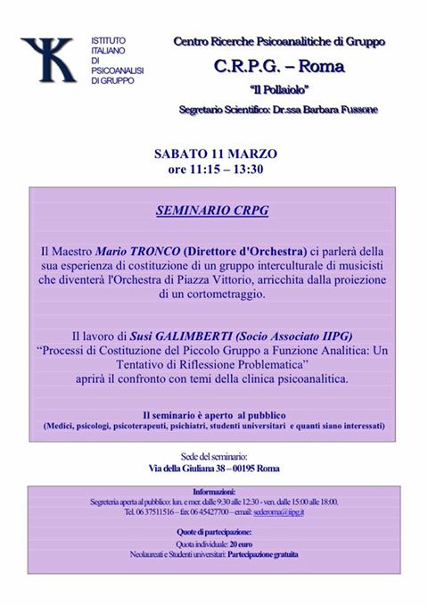 Seminario Centro Ricerche Psicoanalitiche di Gruppo